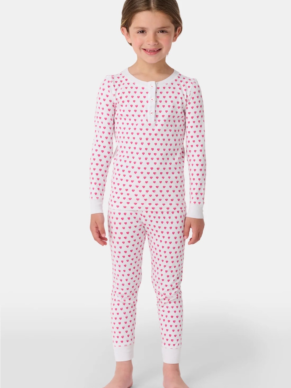 Roller Rabbit White Pajama Set with Pink Heart Print